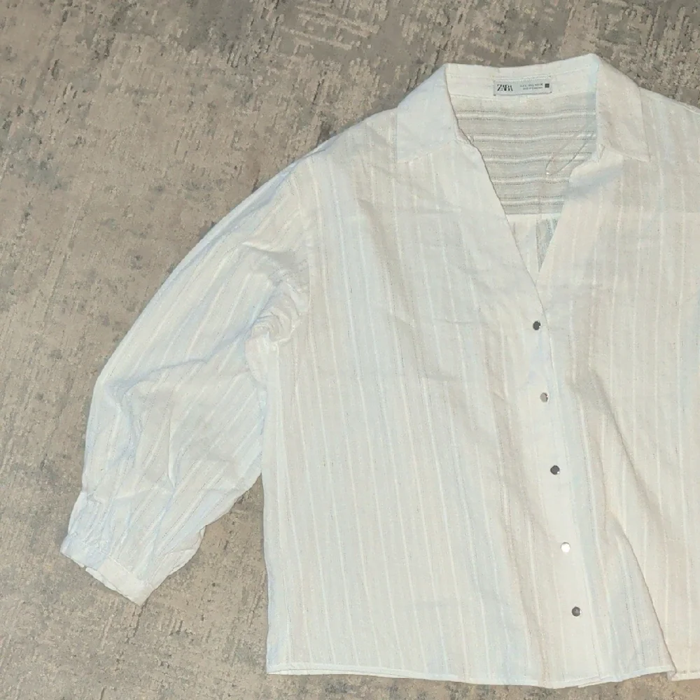 Zara White Striped Casual Button Down Shirt - Picture 3 of 3